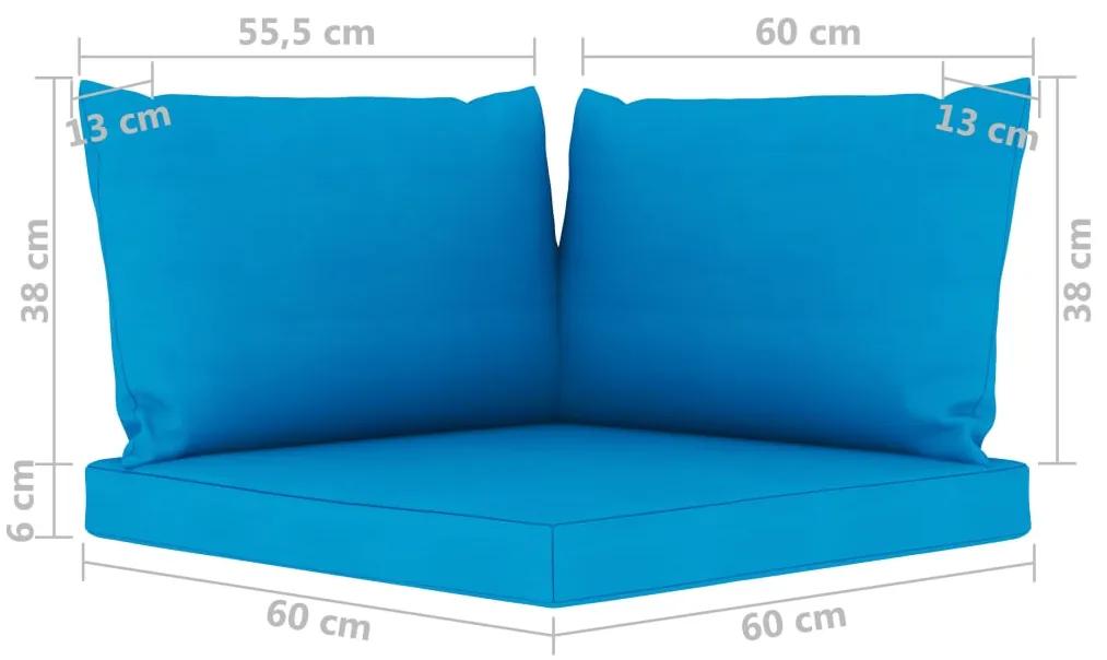 Sofá de jardim 3 lugares com almofadões azul-claro