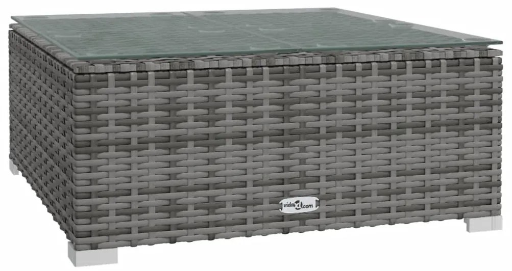 3 pcs conjunto lounge de jardim c/ almofadões vime PE cinzento