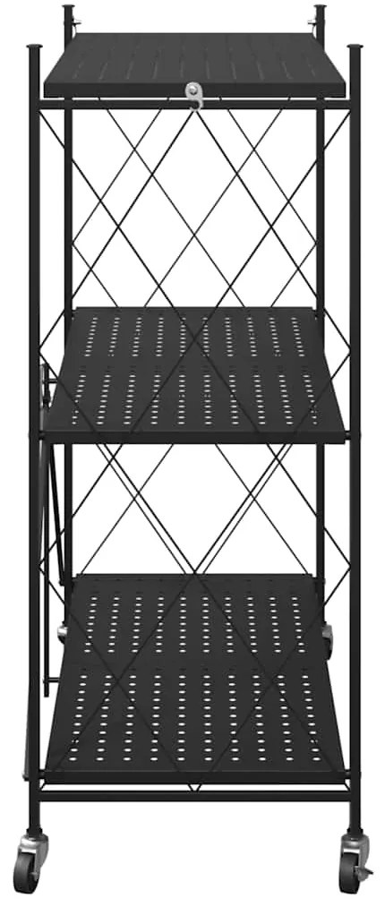 Prateleira de arrumação sobre rodas 71x34x88 cm aço preto