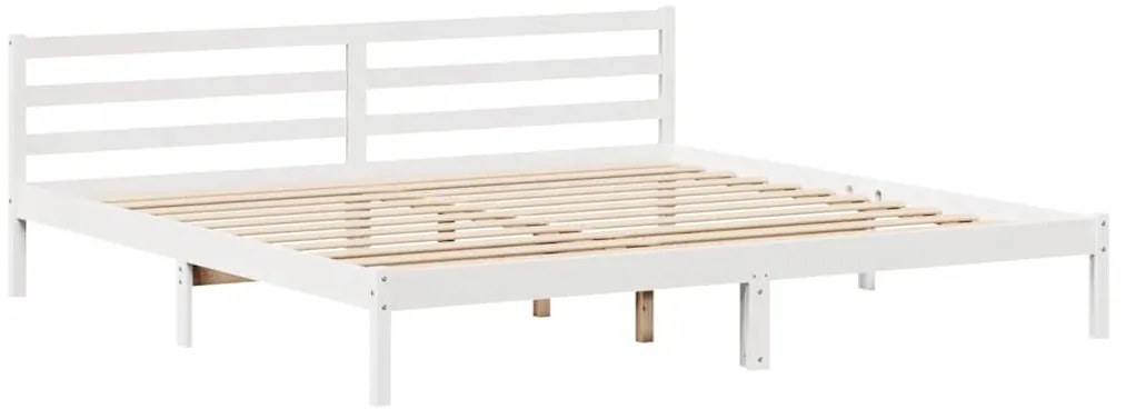 Cama sem colchão 200x200 cm madeira de pinho maciça branco