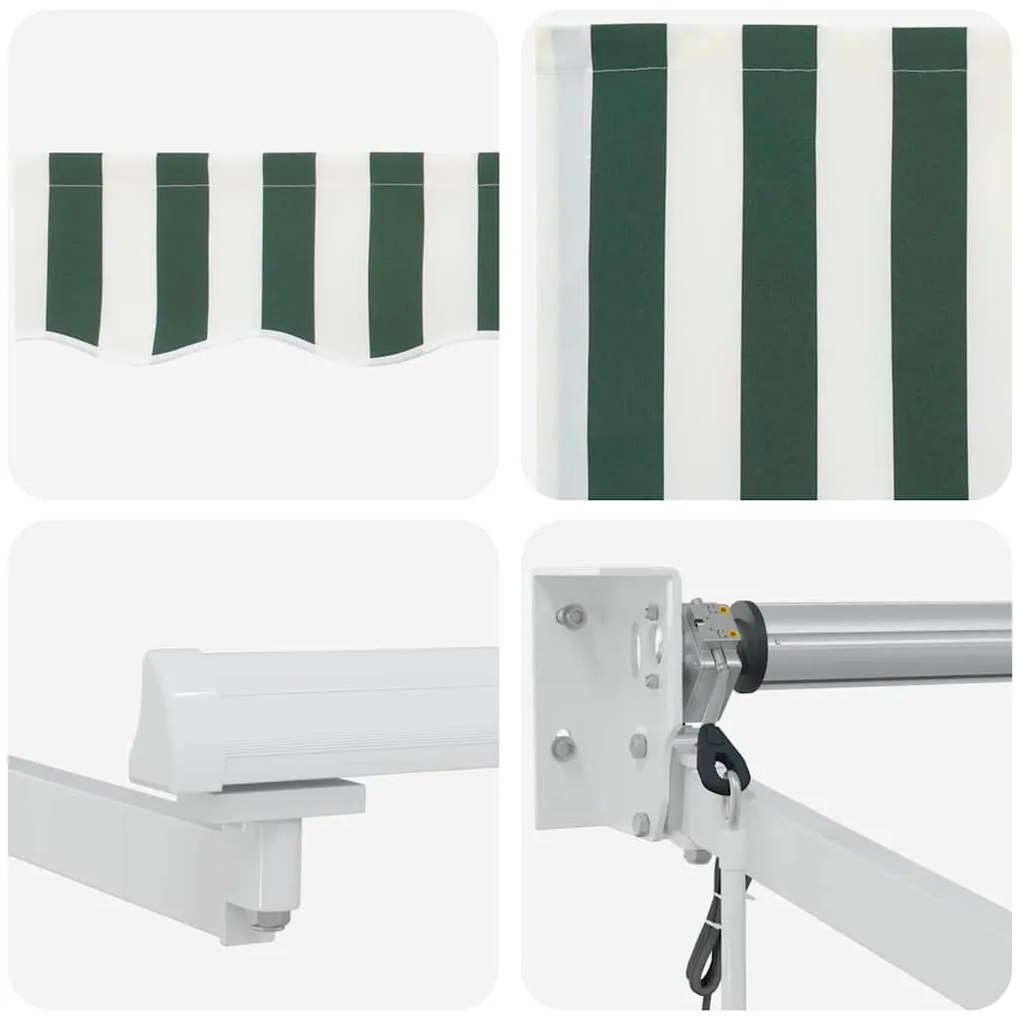 Toldo Retrátil Automático Verde e Branco 400x300 cm
