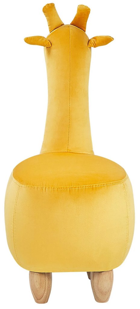 Tamborete em veludo amarelo GIRAFFE Beliani