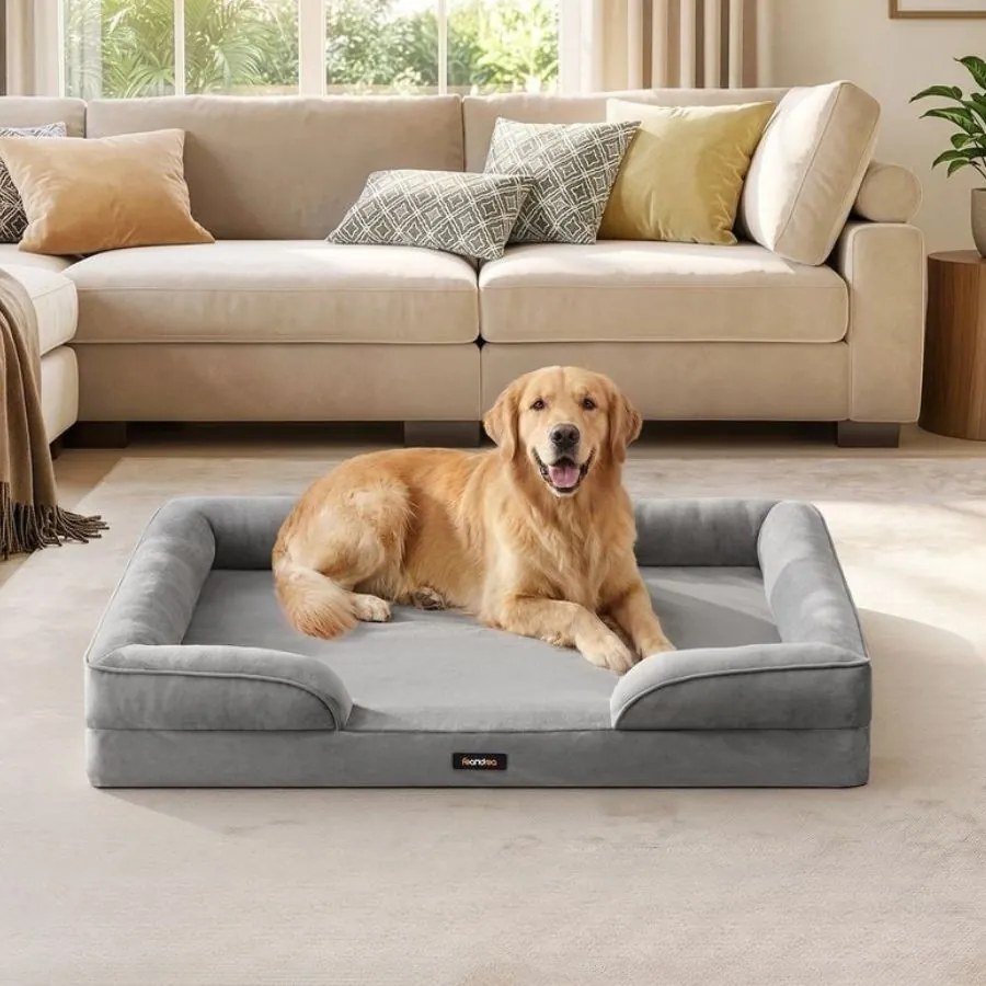 Cama ortopédica para cães 112 x 81 x 17 cm, com capa removível cinzento