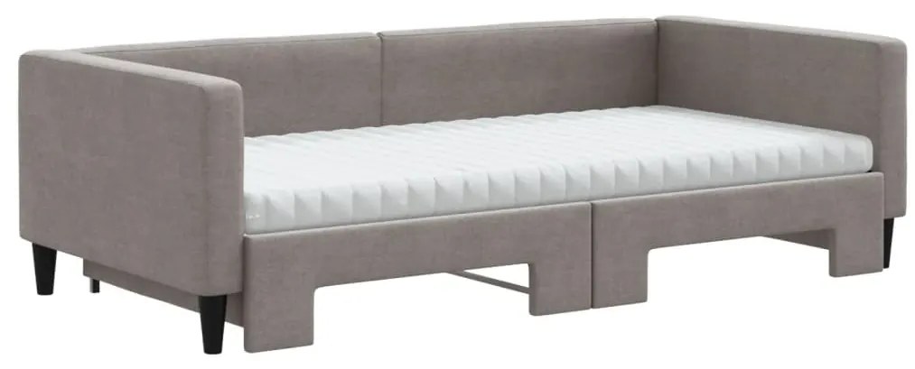 Sofá-cama + gavetão/colchões 100x200cm tecido cinza-acastanhado