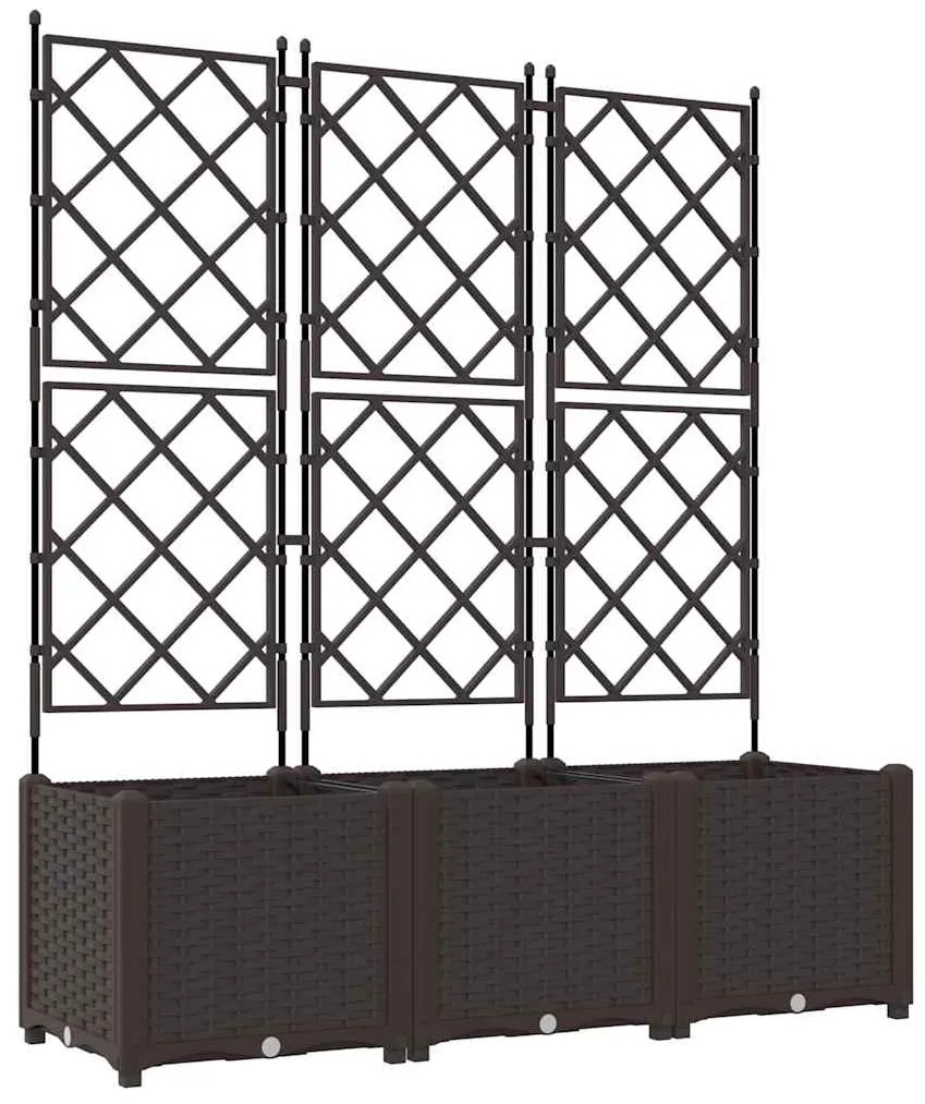 Vaso de Jardim com Treliça 3 pcs Castanho 120x40x143 cm