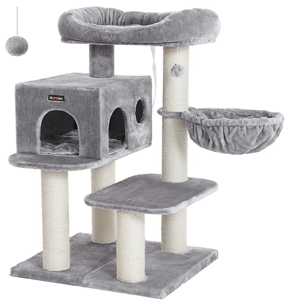 Arranhador gatos compacto 70 x 60 x 107 cm cinzento claro