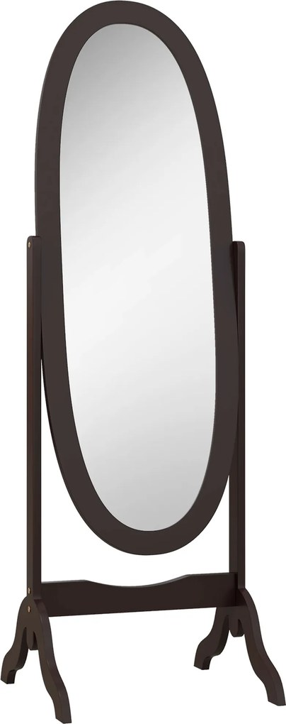 HOMCOM Espelho de Pé Oval Estilo Shabby Chic Inclinação Ajustável 48x46x147 cm Mdf Café | Aosom Portugal