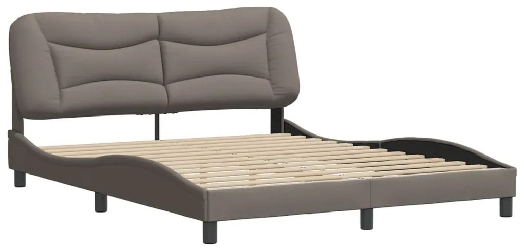 Cama sem colchão 160x200 cm tecido castanho-acinzentado