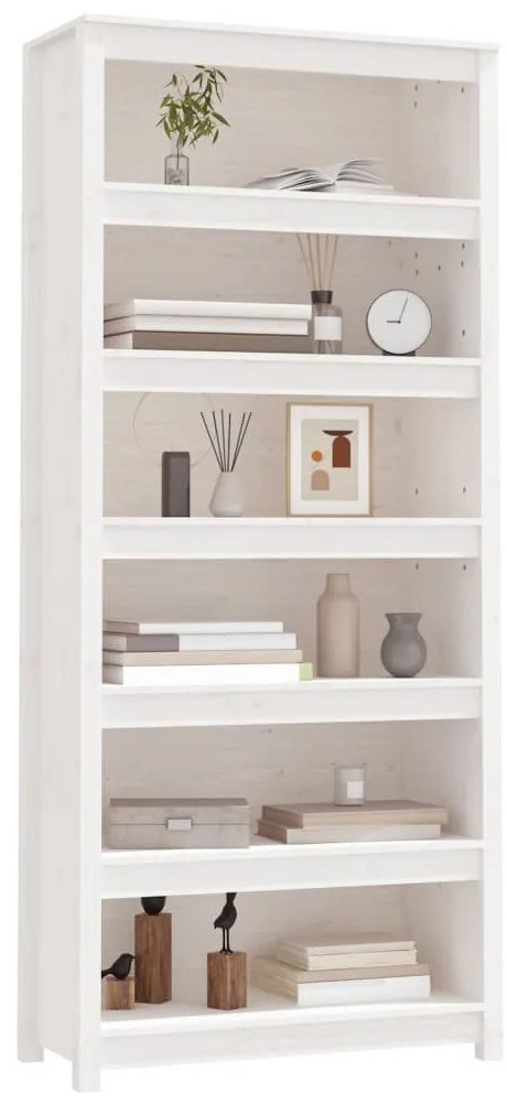 Estante 80x35x183 cm madeira de pinho maciça branco
