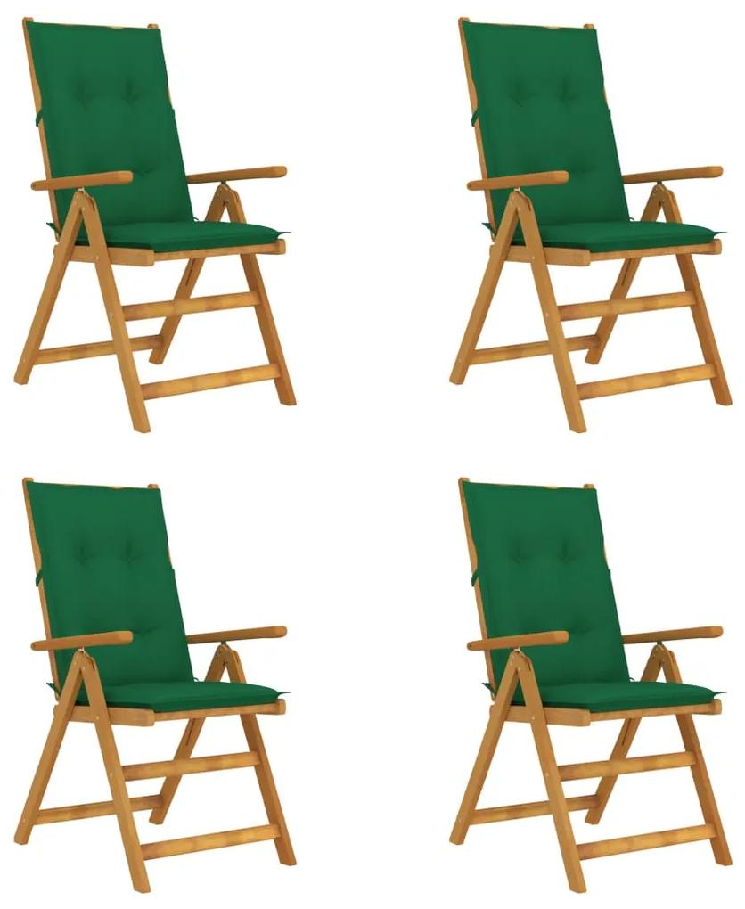 3065367 vidaXL Cadeiras jardim reclináveis c/ almofadões 4 pcs acácia maciça