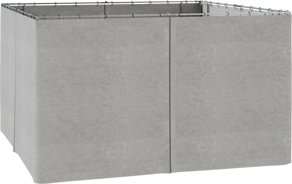 4 Paredes Laterais para Tenda 352x205 cm Laterais para Tenda Universal com Ganchos e Argola em C para Tenda Cinza Claro