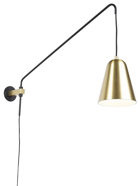 Candeeiro de parede retro dourado/latão com cúpula - Demi Retro