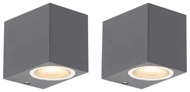 Conjunto de 2 Apliques Modernos Cinza Escuro IP44 - Baleno Moderno