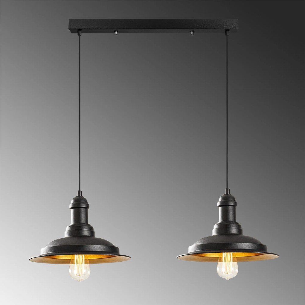 Candeeiro de Teto Saglam – Preto e Dourado – 62 x 30 cm