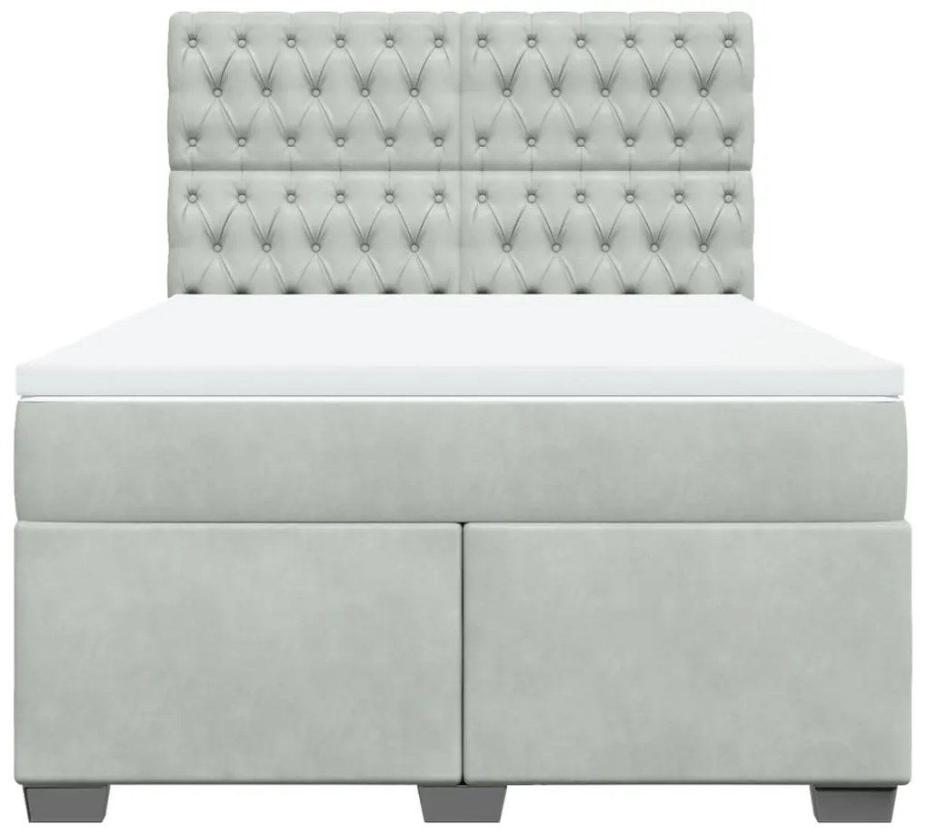 Cama com molas/colchão 140x190 cm veludo cinzento-claro