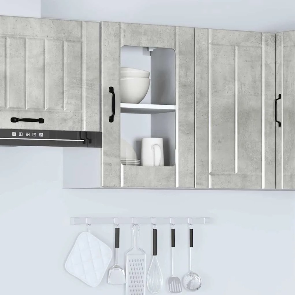 Armário de parede de cozinha porta vidro Lucca cinzento cimento