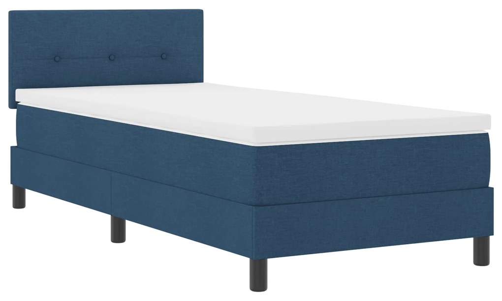 Cama Box Spring com Colchão Azul 90x190 cm Tecido
