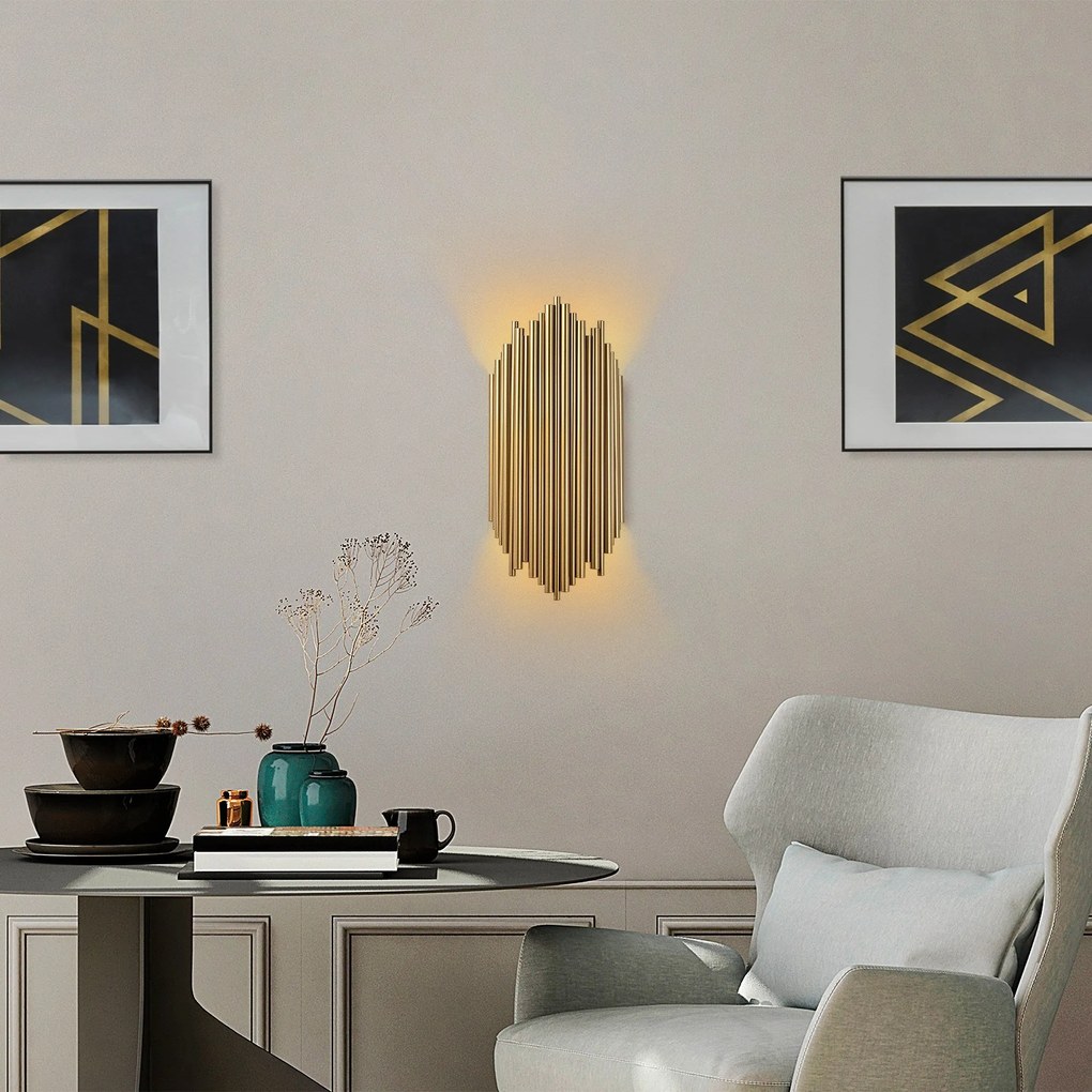 Candeeiro de Parede Kara – Dourado – 18 x 40 x 8 cm