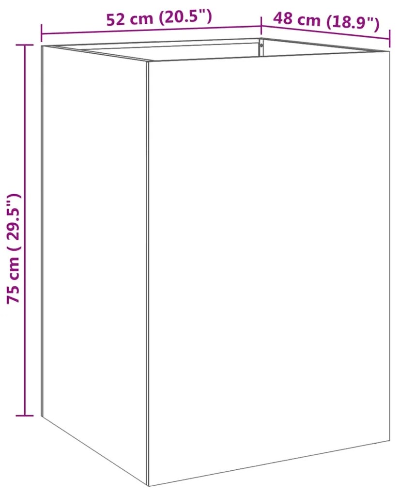 Vaso/floreira 52x48x75 cm aço inoxidável prateado