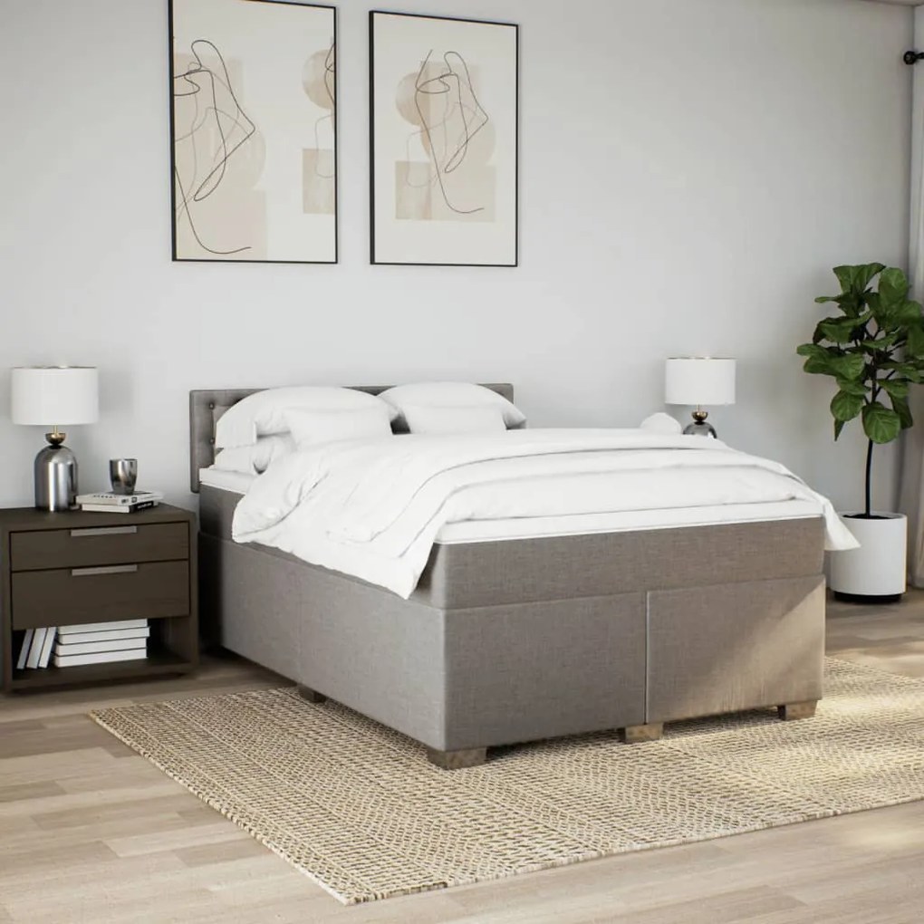 Cama com molas/colchão 140x200 cm tecido castanho-acinzentado
