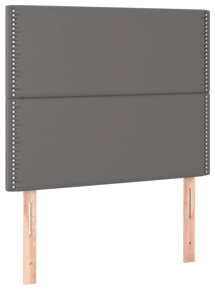 Cama com molas/colchão 90x190 cm couro artificial cinzento