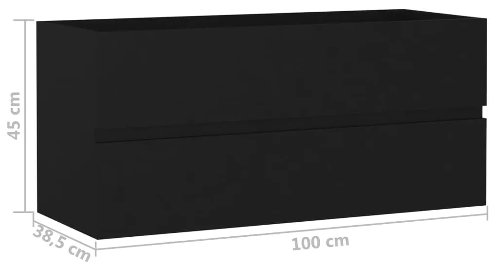 Armário de lavatório 100x38,5x45 cm derivados de madeira preto