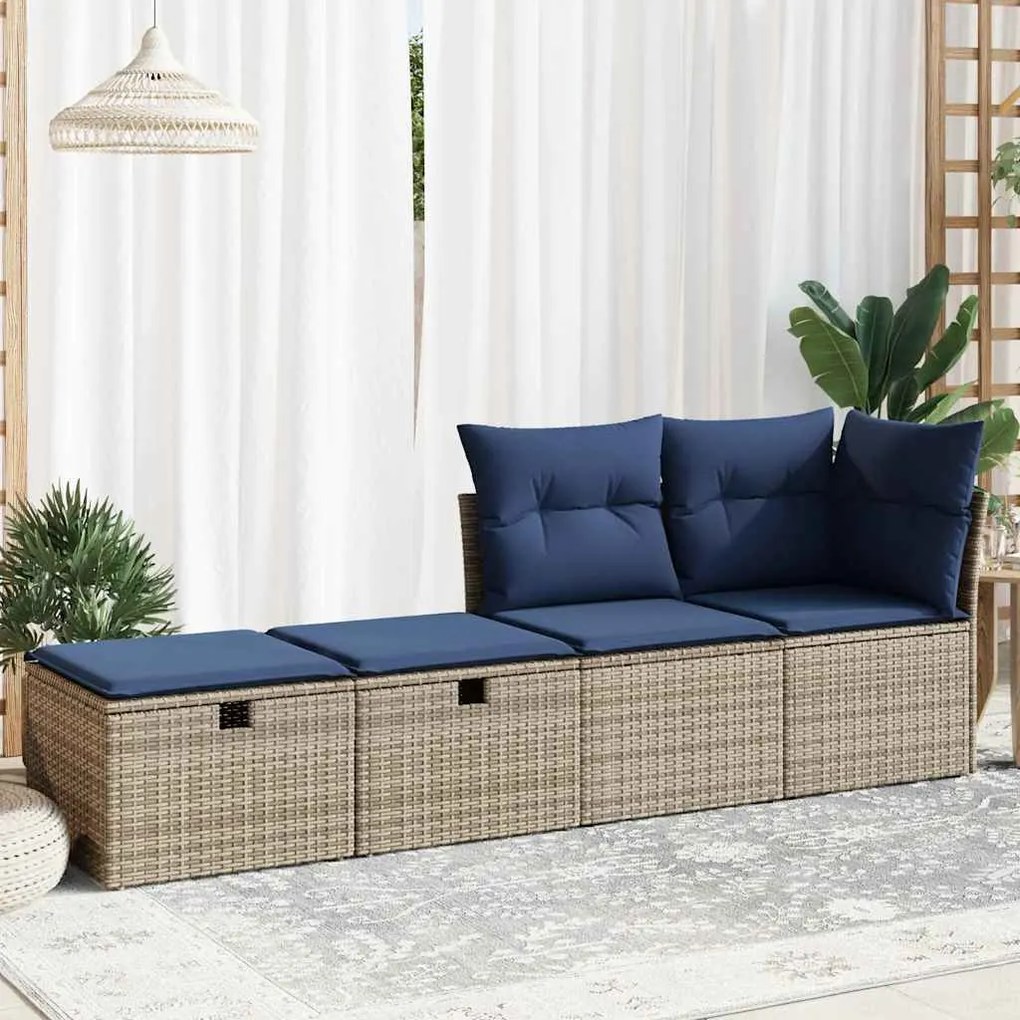 2 pcs conjunto sofás jardim almofadões vime PE/acácia cinzento