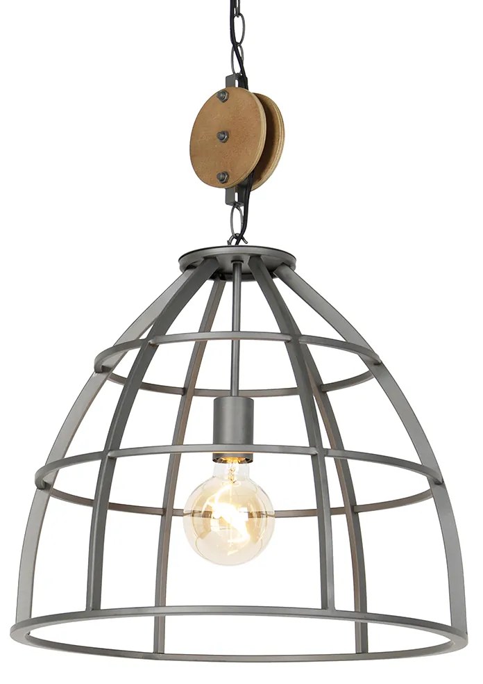 LED Candeeiro de suspensão inteligente cinzento escuro com madeira 47 cm incl. Wifi G95 - Arthur Industrial