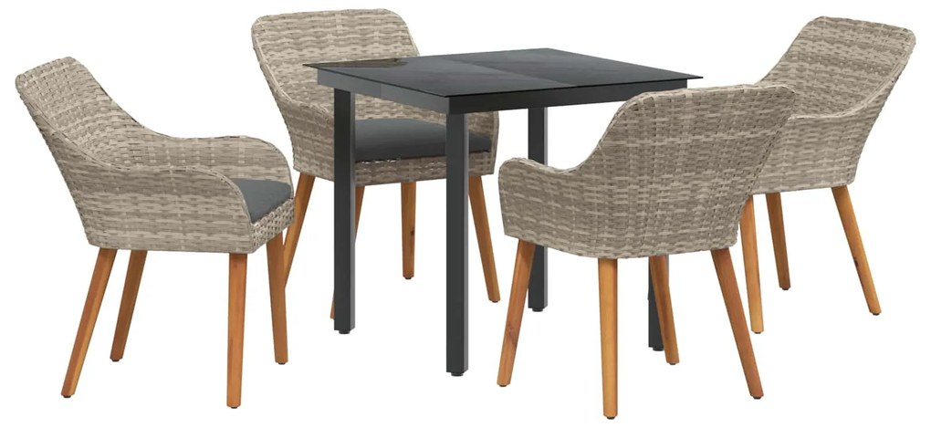 vidaXL Conjunto de Jantar para Jardim 5 pcs Cinzento-claro vime PE