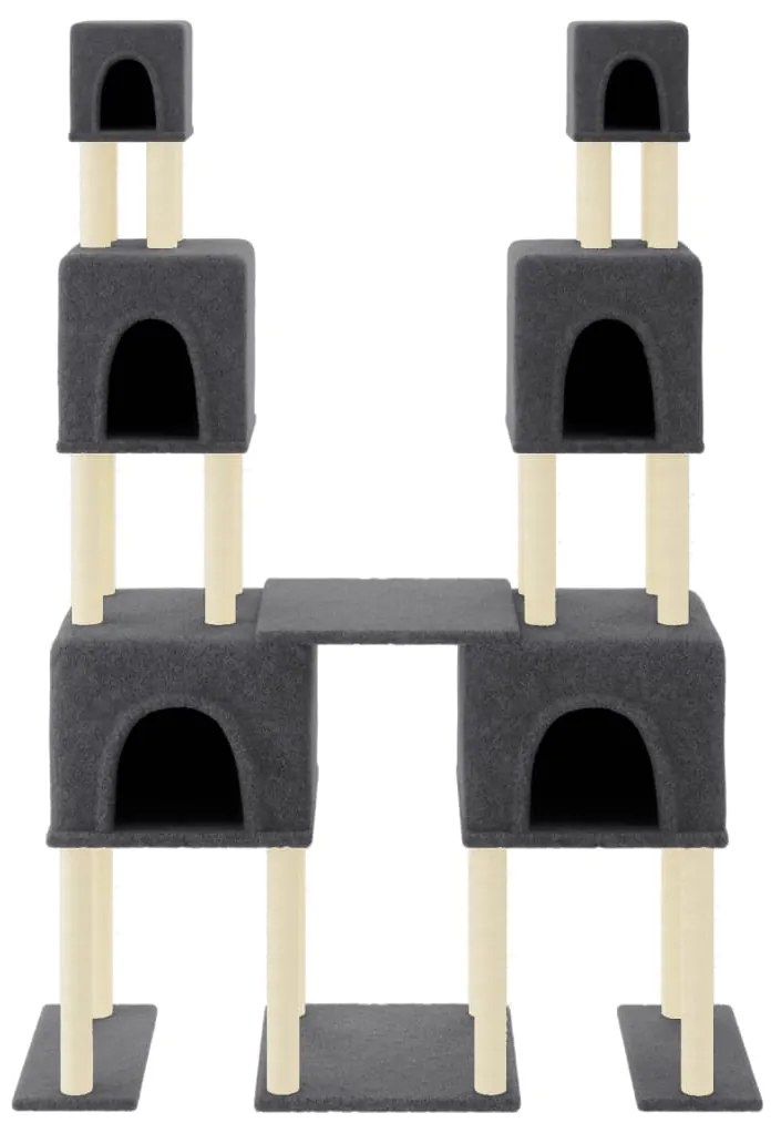 Árvore p/ gatos c/ postes arranhadores sisal 199cm cinza-escuro