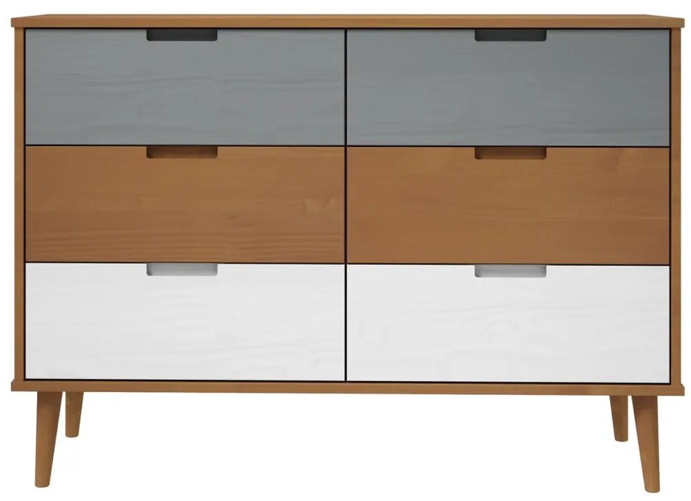 Armário de gavetas MOLDE 113x40x80 cm pinho maciço castanho