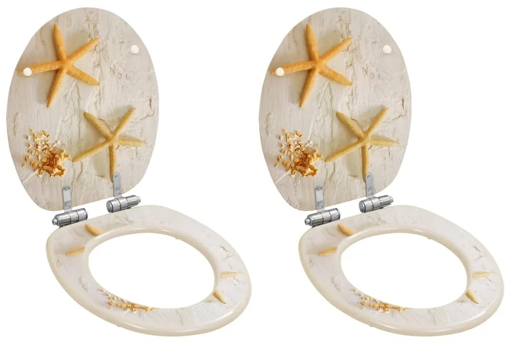 vidaXL Assentos sanita 2 pcs c/ tampas fecho suave MDF design estrelas