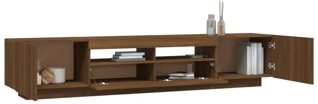 Conjunto móveis de TV 2pcs c/ LEDs madeira carvalho castanho