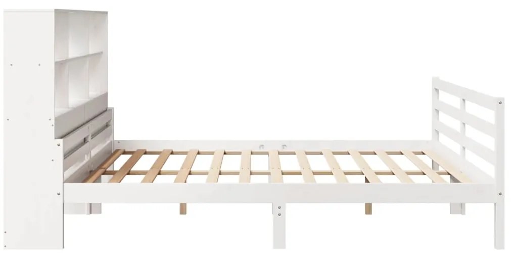 Cama com estante sem colchão 180x200 cm pinho maciço branco