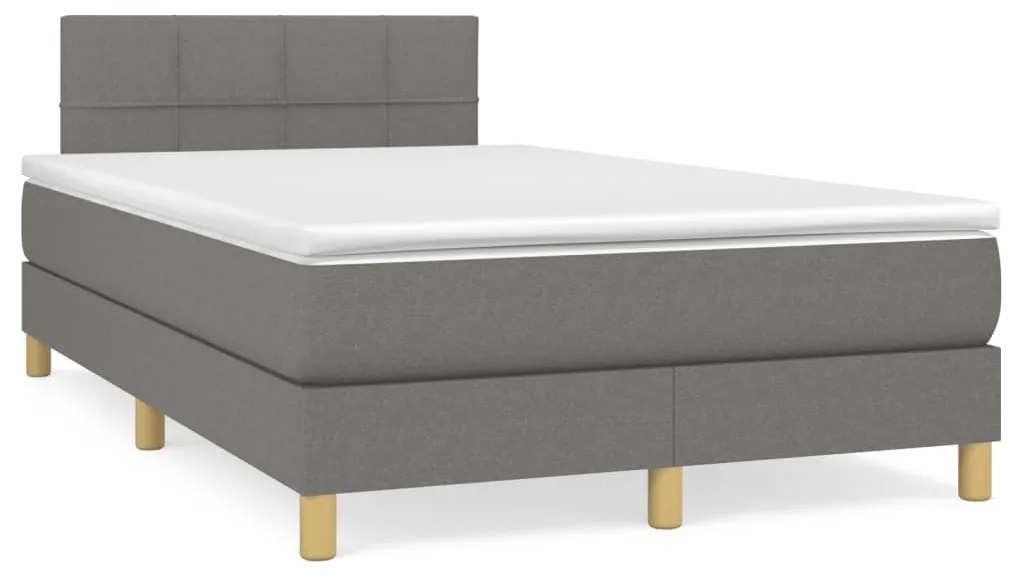 3269773 vidaXL Cama boxspring com colchão 120x190 cm tecido cinzento-escuro
