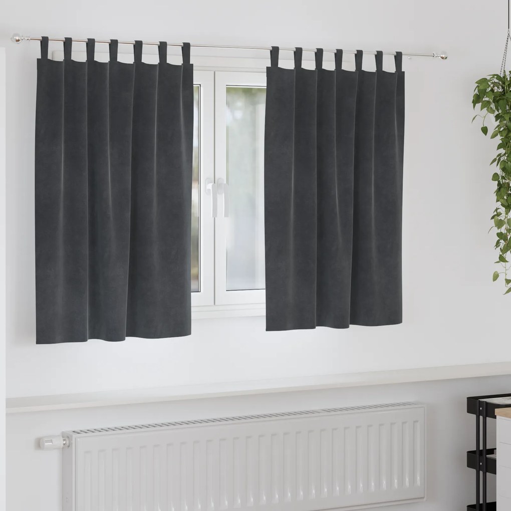 Cortinas Blackout vidaXL com Laços 2 pcs Veludo Cinza Claro