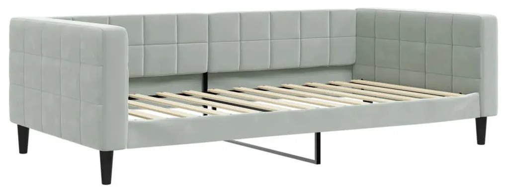 Sofá-cama c/ gavetão e gavetas 100x200 cm veludo cinzento-claro