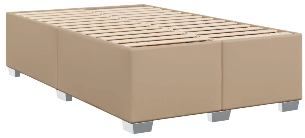 Cama boxspring c/ colchão 120x190cm couro artificial cappuccino