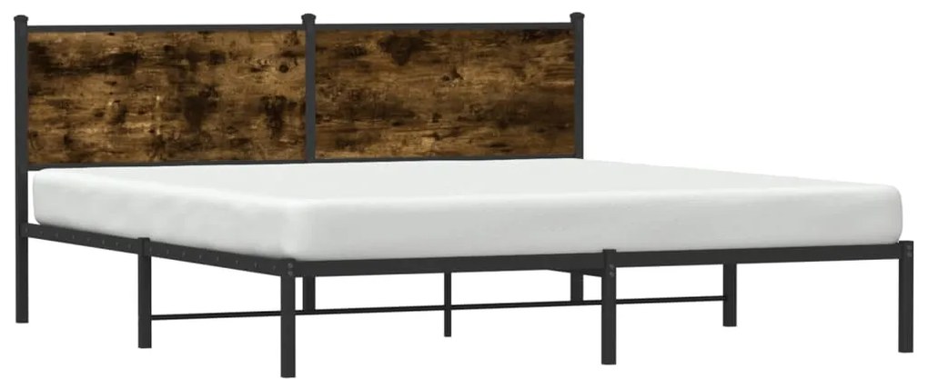 Estrutura de cama com cabeceira 180x200cm metal carvalho fumado