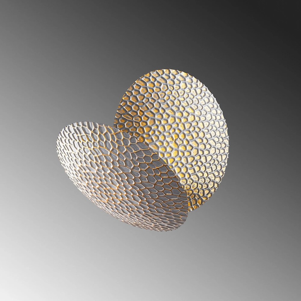 Candeeiro de Parede Yosma - Prateado e Dourado - 21cm x 21cm x 15cm
