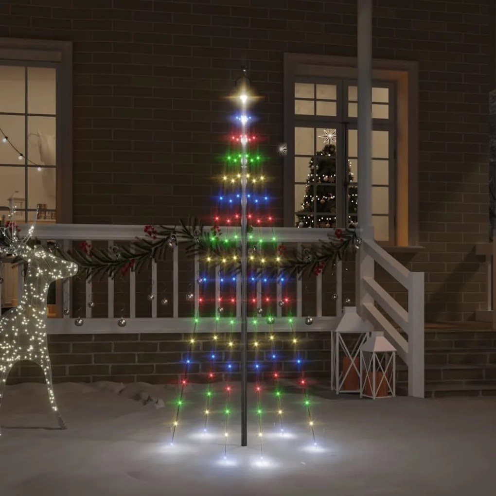 vidaXL Árvore de Natal mastro de bandeira 108 LEDs 180 cm colorido
