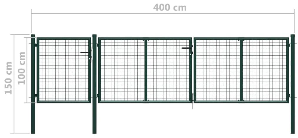 Portão de jardim 400x100 cm aço verde