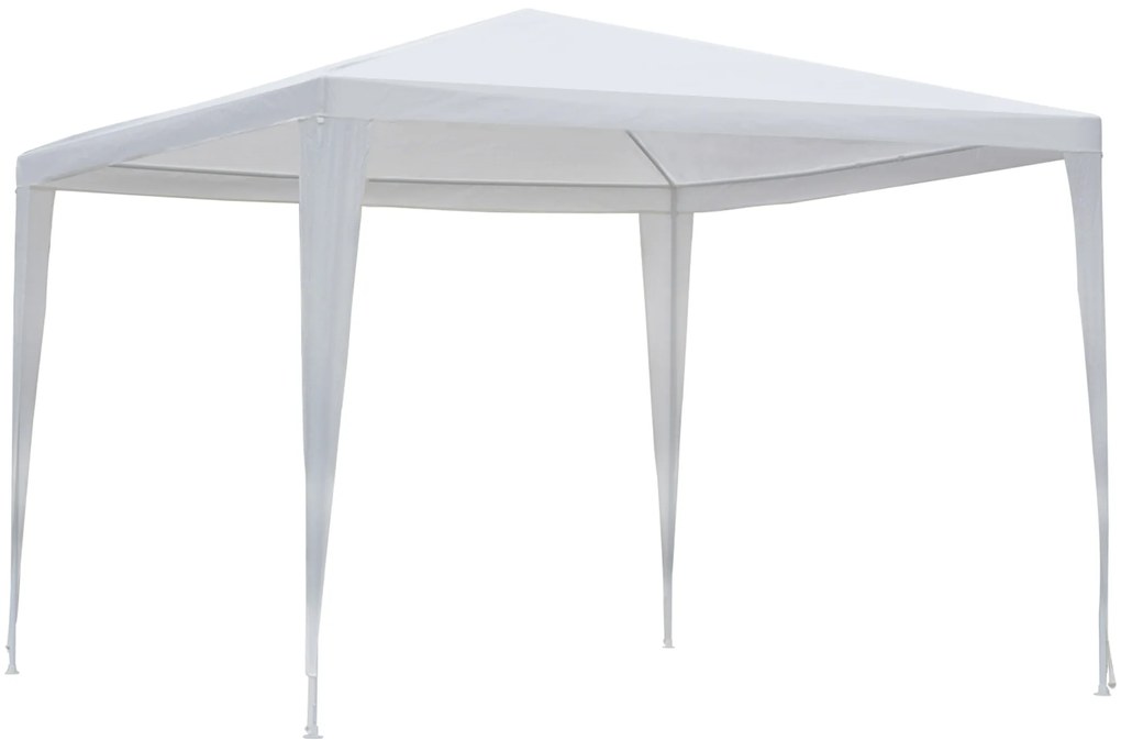 Outsunny Tenda de Jardim Tenda de Exterior com Tubos de Aço e Cobertura de PE para Eventos Campismo Festas 300x300x245 cm Branco | Aosom Portugal