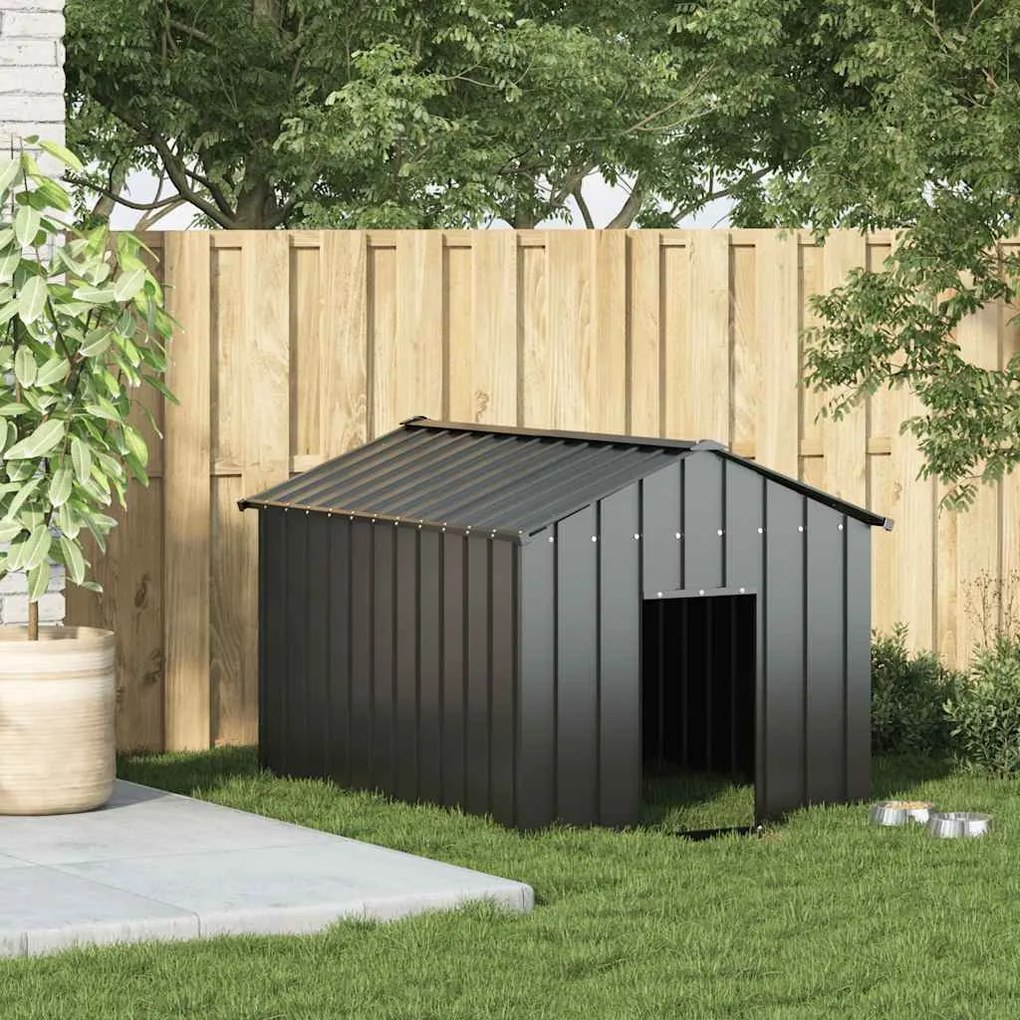 Casota para cães com telhado 113x153x101 cm aço galvanizado