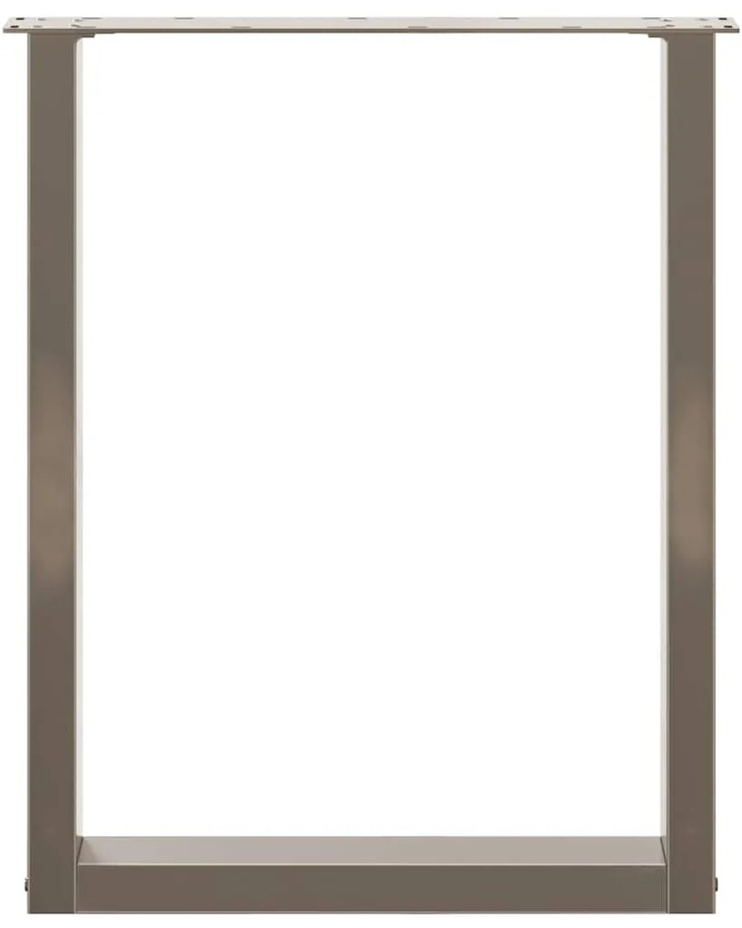 Pés para mesa de jantar em formato de U, 2 peças, aço natural, 60x(72-