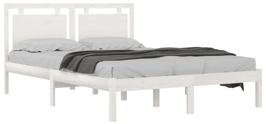Estrutura de cama 140x190 cm madeira maciça branco