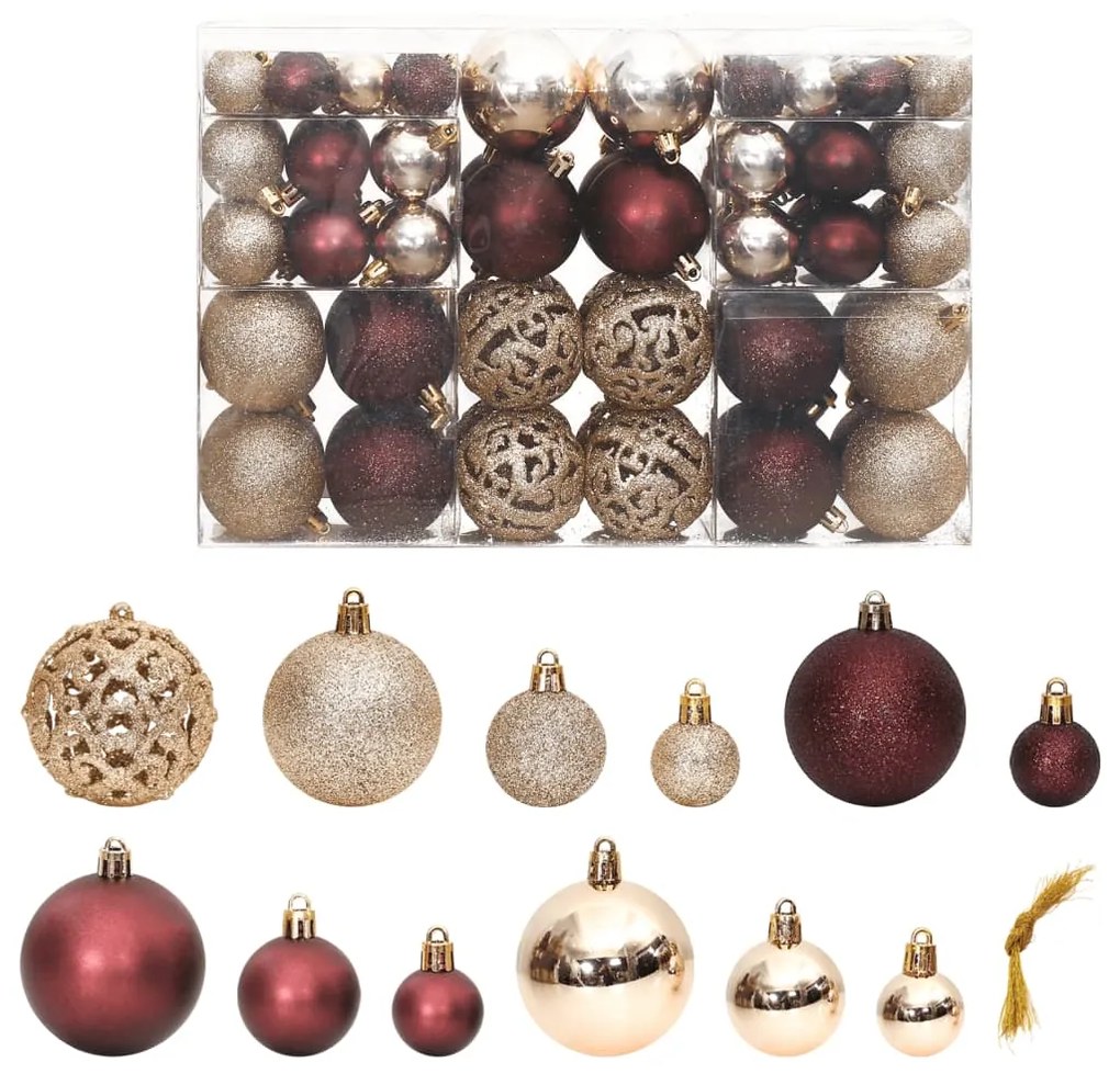 vidaXL Enfeites de Natal 100 pcs 3 / 4 / 6 cm champanhe e castanho