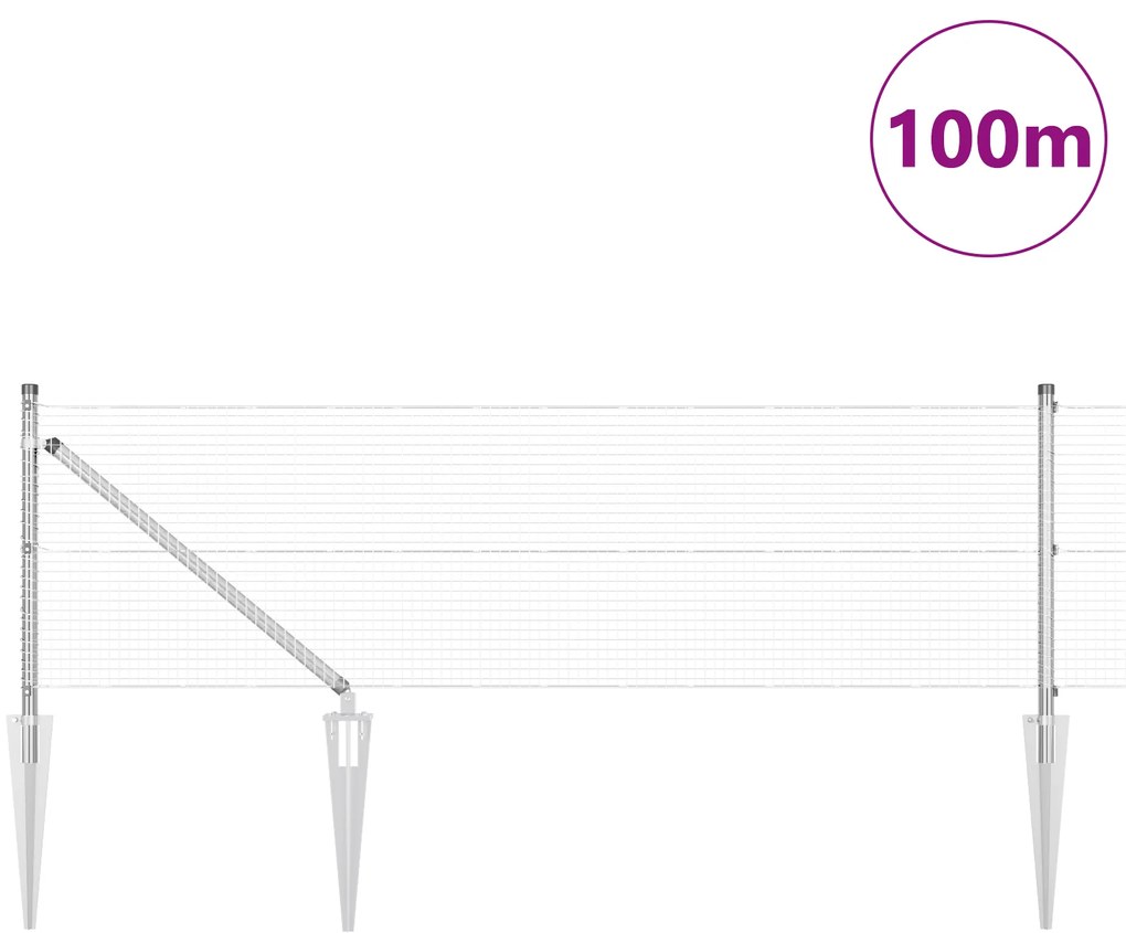 Cerca de Fio Soldado com 13 Postes de Espeto 0.5x100 m de Aço Galvaniz