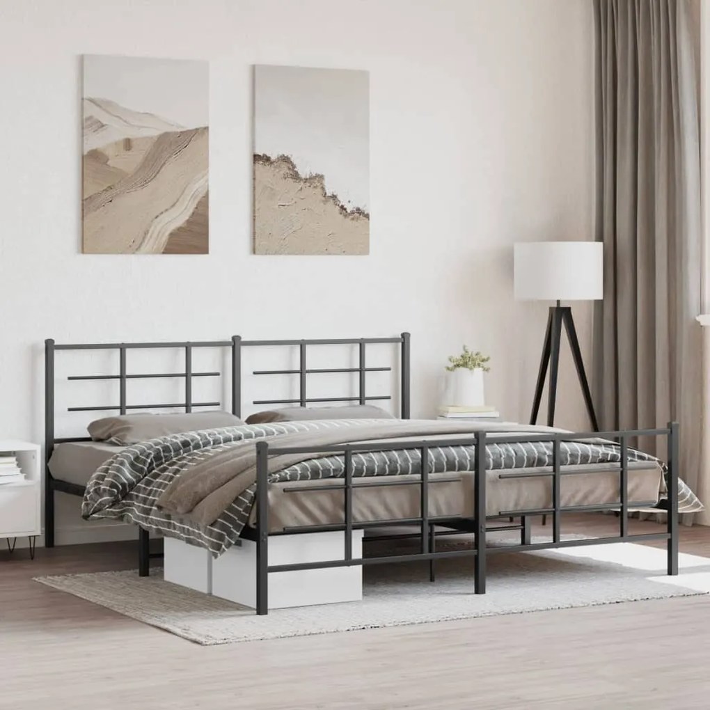Estrutura de cama sem colchão com pés 180x200 cm preto