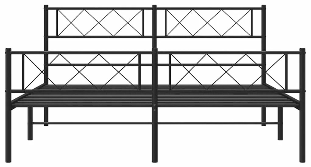 Estrutura de cama com cabeceira e pés 135x190 cm metal preto